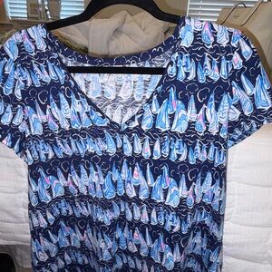 Lilly Pulitzer Blue and Pink Sailboat Print Top